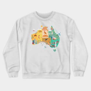 Cartoon Map of Australia Crewneck Sweatshirt